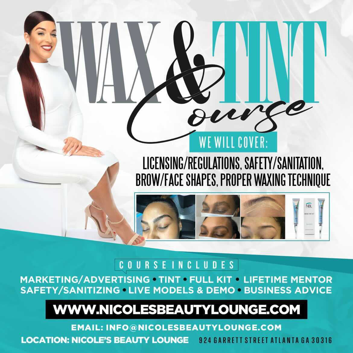 THE BROW BUSINESS 1:1 WAX AND TINT COURSE (Total Price $850) Deposit $250 EMAIL NBLBEAUTYACADEMY@GMAIL.COM BEFORE PURCHASING TO SET UP A DATE AT ANY TIME